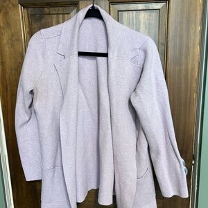 LOFT Women's Medium 100% Cotton Light Purple Lavender Cardigan Blazer w/pockets